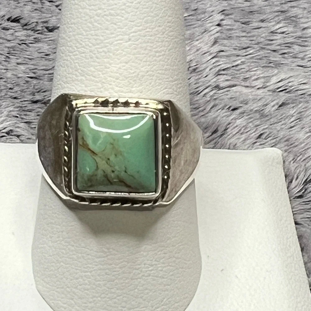 Bezel set Square Turquoise Men’s Ring Size 10